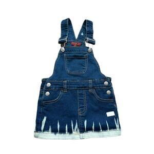 7 For All Mankind Babies 12M Blue Jean Overallswith Pockets and Belt Hoops